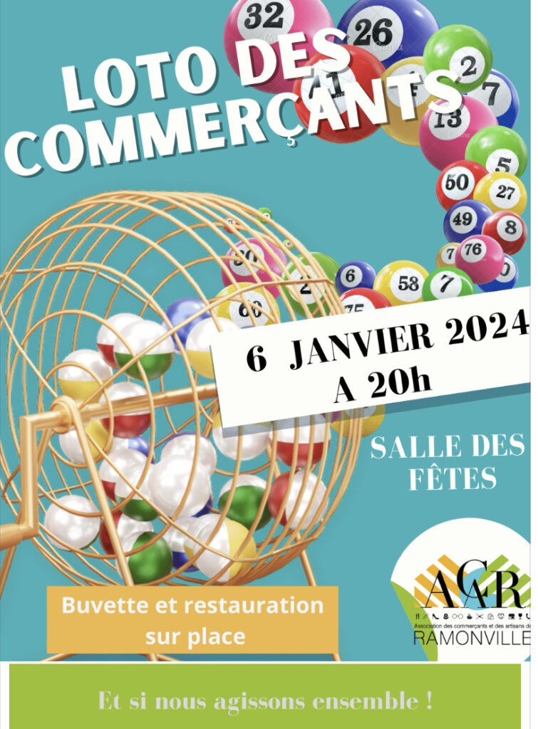 Affiche du loto des commerçants, le 6 janvier 2024